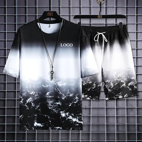 Blk/White Men short set